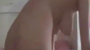 Homemade with lady pressing dude's cock with her snatch